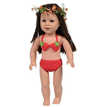 The New York Doll Collection Cute Polka Dot Strawberry Bikini Swim Set for 18 Inch Dolls
