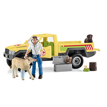 Schleich Vet Visit to the Farm Farm World 12-Piece Veterinarian and Truck Toy Set with Animal Toys for Kids Ages 3-8