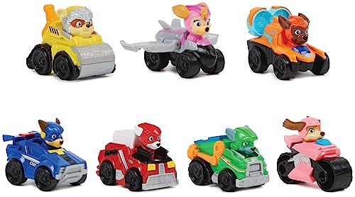 Paw Patrol - Super Patrol The Movie - Set of 7 Racers PUP Squad Toy - Car Figure to Collect Toy for Children 3 Years and Above