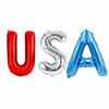 Dream Decor USA Balloon Letters - 40 Inch Patriotic Foil Letter Balloons (U Red, S Silver, A Blue) with Ribbon & Inflation Straw - 4th of July