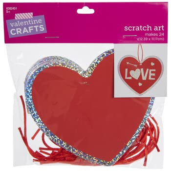 Valentine Red Heart Scratch Art Craft Kit - Makes 24