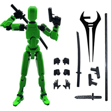 QAONIE 3D Printed 5.54-inch Multi-Jointed Action Figures Dummy13, Full Body Mechanical Movable Toy, Multiple Accessories, Hand Painted Figure, Desk