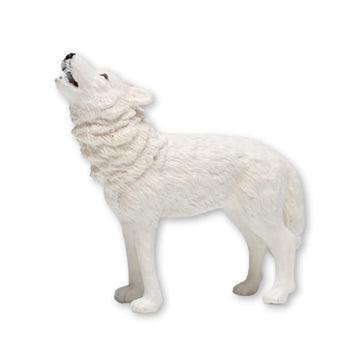 ZAGA Toys Howling Arctic Wolf Figurine | Hand-Painted Wildlife Toy | Lifelike Winter Wolf Display for Holiday and Tabletop Scenes | 3"x3" | Realistic