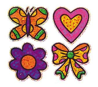 Bulk Roll Prismatic Stickers, Mini Fun Shapes for Girls (100 Repeats)