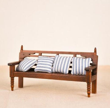 EatingBiting Dollhouse Miniature Doll Bench Couch Sofa with Cushions, 1:12 Dollhouse Miniature Furniture Sofa Wooden Recliner Chair Vintage Sofa