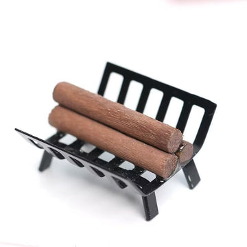 Miniature BBQ Grill Set, 1:12 Scale, Cooking Tool Garden Decoration Kitchen Accessories Roasting Cart Firewood Rack Holder