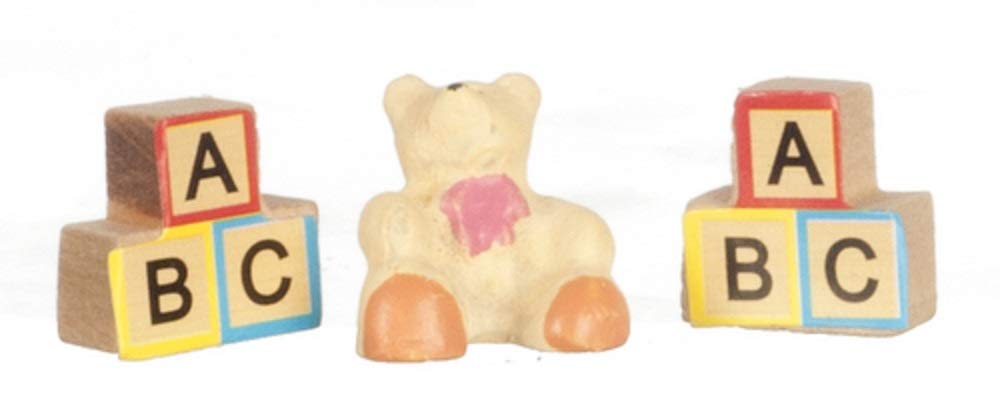 Dollhouse Miniature 1:12 Scale ABC Blocks and Bear #G8043