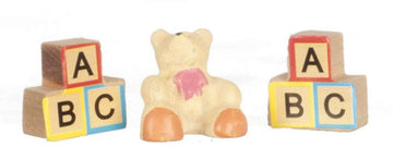 Dollhouse Miniature 1:12 Scale ABC Blocks and Bear #G8043