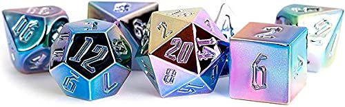 Rainbow Aegis Metal Dice Uninked Numbers 16mm (5/8in) 7-Dice Set