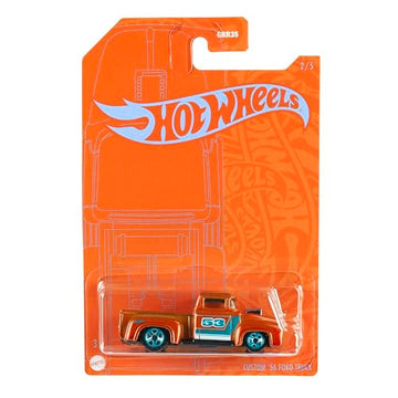 Hot Wheels Orange & Blue 53rd Anniversary Custom '56 Ford Truck 2/5 DieCast Vehicle 1:64th Scale
