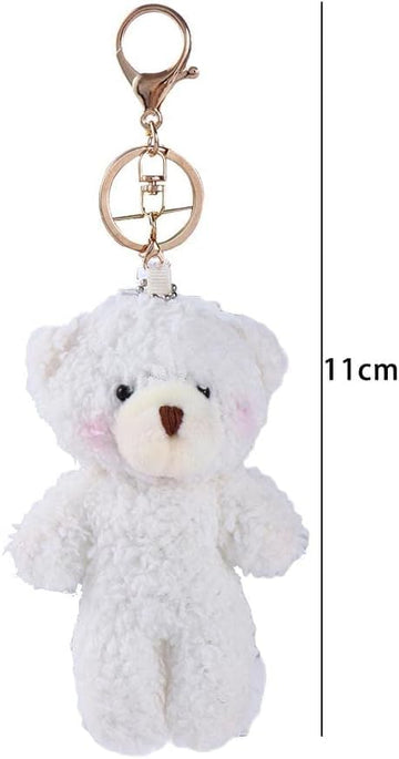 Jowxsx 1Pc Brown Bear Pink Heart Mini Keychain for Backpack,Soft Cotton Key Chain Keychain for Gift Graduation Party Favors Bag DIY Crafts Animals Car