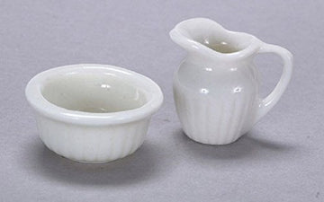 International Miniatures by Classics Dollhouse Miniature Pitcher & Bowl in White