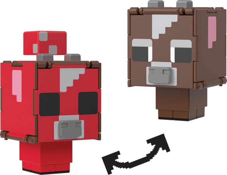 Minecraft Flippin Figs Mooshroom Cow with 2-in-1 Fidget Play 3.75-inch
