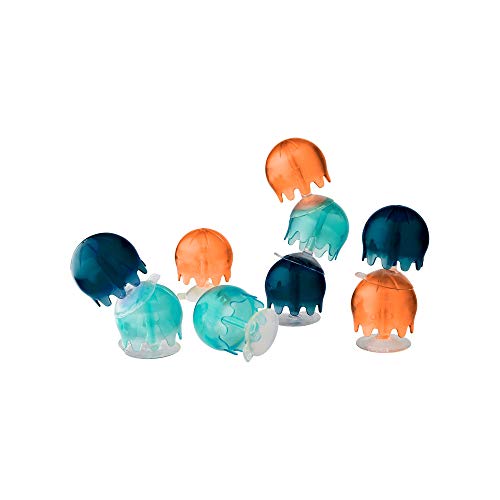Boon Jellies Suction Cup Bath Toys - Bathtub Baby Sensory Toys - Jellyfish Suction Toys for Bath Time - Navy/Coral - Baby and Toddler Bath Toys - 9