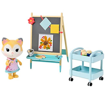 Sunny Days Entertainment Honey Bee Acres Paint & Color Art Fun - 13 Piece Dollhouse Playset with Exclusive Fox Figure | Pretend Play Toys for Kids