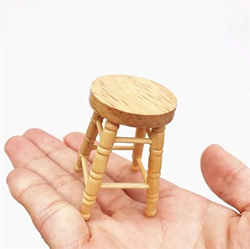 EatingBiting Adult Decorations 1:12 Dollhouse Miniature Wooden Stool Chair Dollhouse Furniture Box Handmade Dollhouse Pub Bar high Stool Chair