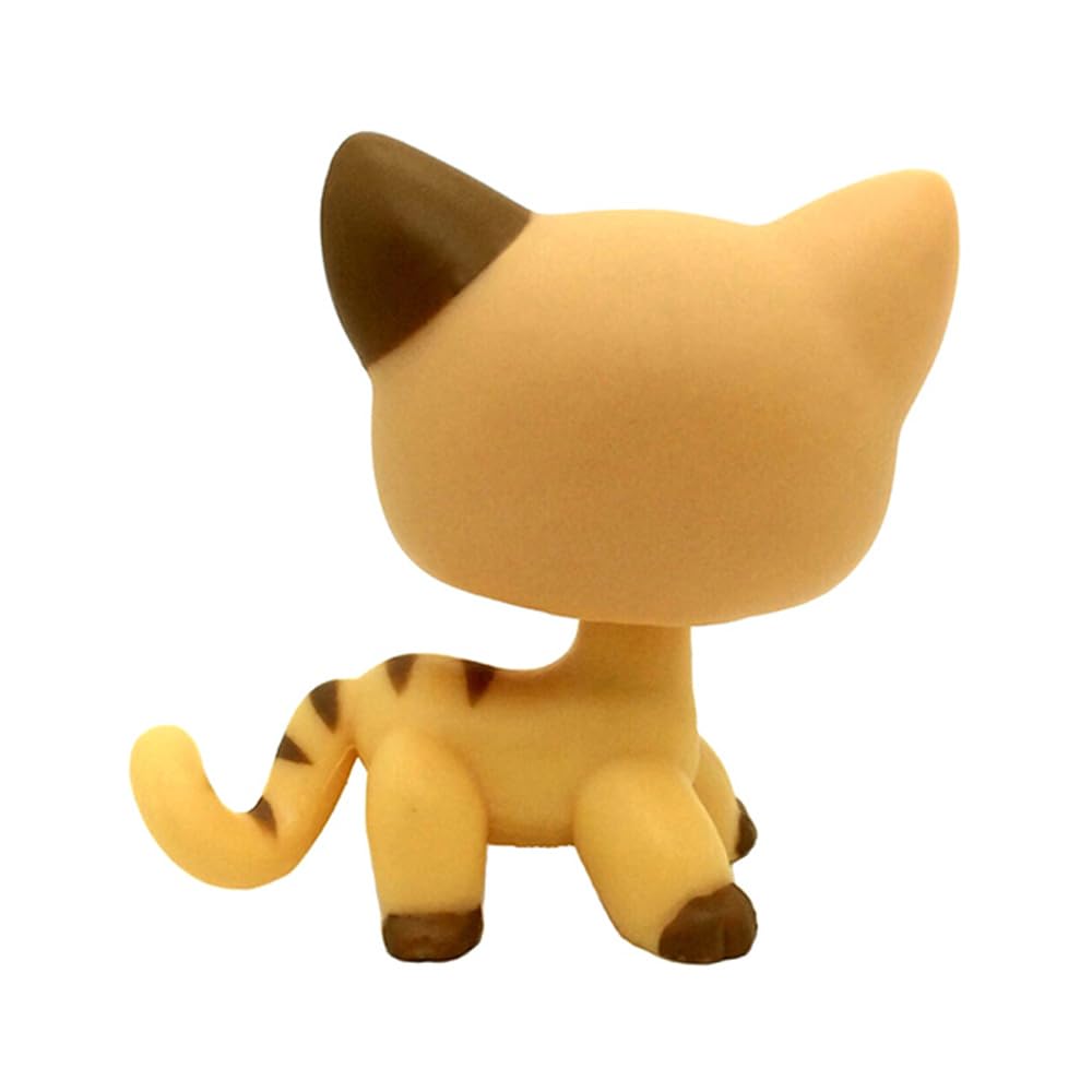 CFCLLBR #886 Mini Pet Toys Yellow Cream Stripe Short Hair Cat Animal Figure