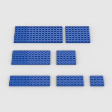 Classic Building Plate Assortment Pack, 50pcs Blue Bulk Plates with 7 Size Building Plate Base Plate, Compatible with Lego Parts and Pieces, Building