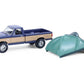 1987 F 150 XLT Lariat Pickup Truck Dark Blue and Tan with Modern Truck Bed Tent The Great Outdoors Series 4 1/64 Diecast Model Car by Greenlight