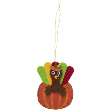 Gerson Set of 8 Turkey Hanging Ornament Felt Craft Kit for Thanksgiving and Fall Fun 3.5 inches