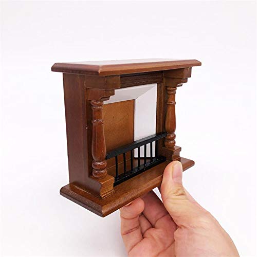 SXFSE Dollhouse Decoration Accessories, 1:12 Dollhouse Miniature Wooden Fireplace (Walnut, 10.6 x 4.4 x 8.8 cm)