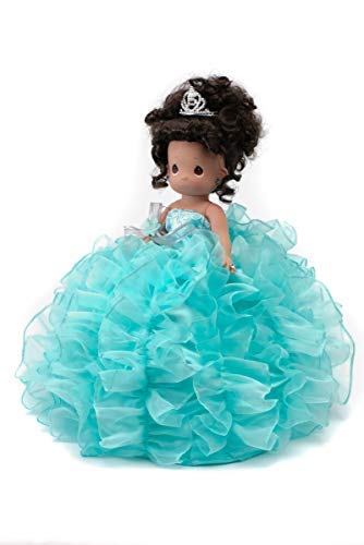 KINNEX COLLECTIONS SINCE 1997 17" Quinceañera Centerpiece Doll - Ruffled Gown, Mis Quince Años Table Decoration & Keepsake ARC8421-23R (Aqua)