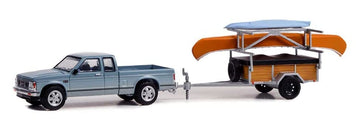 Greenlight 32250-C Hitch & Tow Series 25-1988 GMC S-15 Sierra with Canoe Trailer and Rack, Canoe and Kayak 1/64 Scale