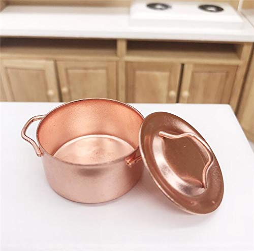 EatingBiting Mini Soup Pot 1/12 Dollhouse Miniature Kitchen Copper Pots 1:12 Miniature Furniture Kitchen Room Soup Pot Cooking Landscape Miniature