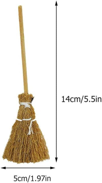 10Pcs Witch Broom, Miniature Broom Props Artificial Mini Fairy Hopuse, Mini Straw Fairy Micro Landscape Decoration Witch Sweeping