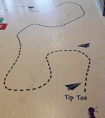 Airplane Tip Toe Line Die-Cut Vinyl Sensory Walk Decals - Kids' Sensory Path Floor Decals - Education Walking Path Stickers - Daycare & School Hallway