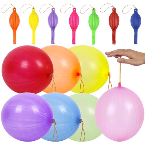 RUBFAC Punch Balloons, Birthday Balloons Party Favors For Kids, 36Pcs Thickened Heavy Duty Neon Punching Bouncy Ball for Party Goodie Bag Stuffers