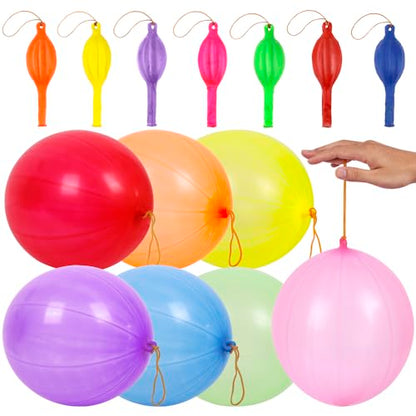 RUBFAC Punch Balloons, Birthday Balloons Party Favors For Kids, 36Pcs Thickened Heavy Duty Neon Punching Bouncy Ball for Party Goodie Bag Stuffers