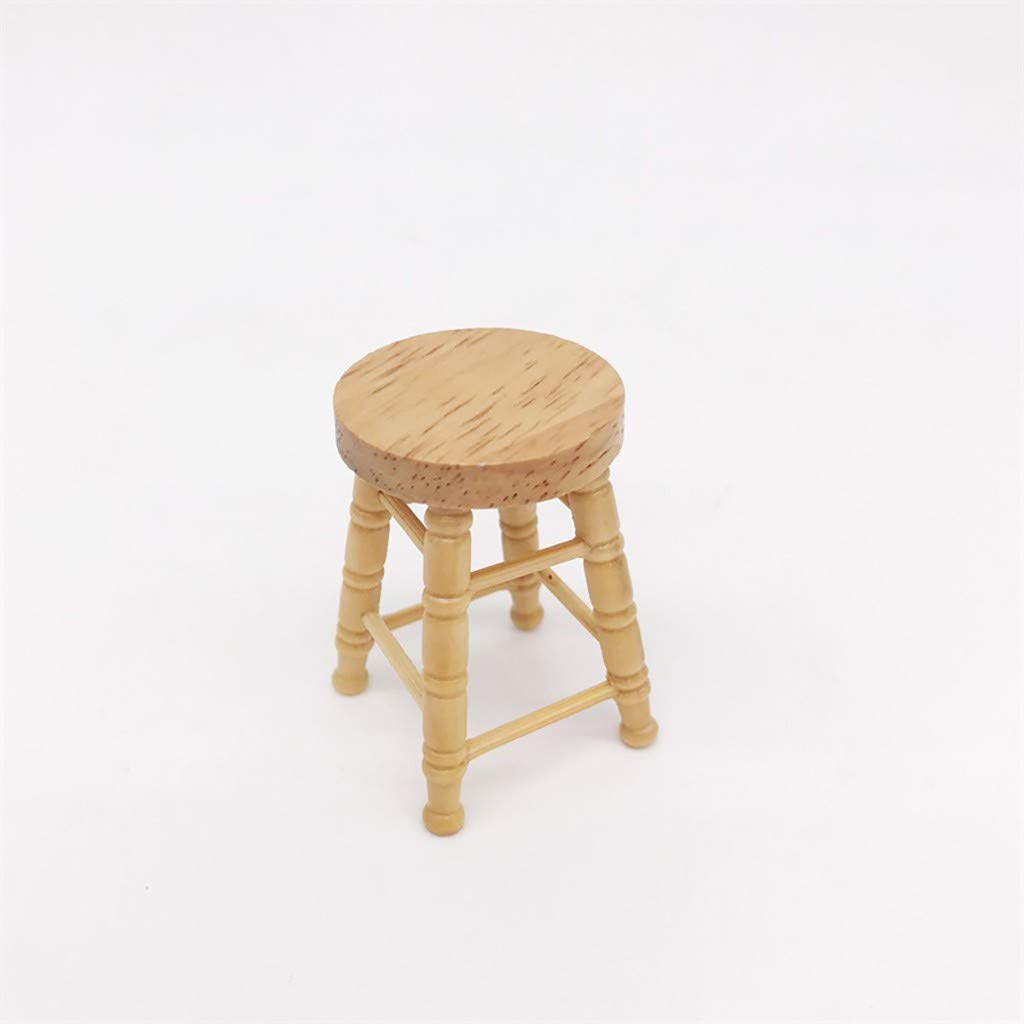 SXFSE Dollhouse Decoration Accessories, 2pcs 1/12 Mini Dollhouse Furniture Miniature Wooden High Stool