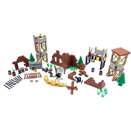 General Jim's Military Brick Building Set - Custom Building Blocks Battle Scene - Weapons, Forts, Walls, Lookout Towers, Sandbags, Trees and More