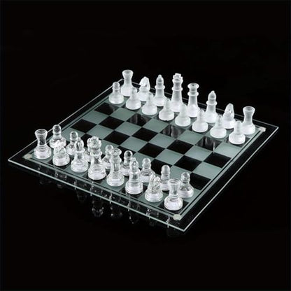 Elegant 10-Inch Glass Chess Set - Premium Quality Board Game for Adults, Ideal Gift for Chess Lovers & Stylish Home Decor