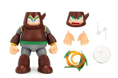 Jada Mega Man Wave 3 Wood Man Action Figure Toys - 1:12 Deluxe Scale - 6" Tall, Fully Articulated, Collector Packaging