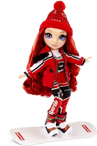 Rainbow High Winter Break Ruby Anderson - Red Fashion Doll and Playset with 2 Designer Outfits, Snowboard and Accessories