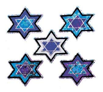 JILLSON & ROBERTS Prismatic Stickers Bulk Roll, Multicolor Stars of David (100 Repeats)