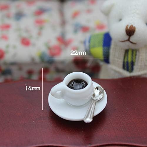 1 PC Dollhouse Decoration Accessories, 1:12 Dollhouse Miniature Scene DIY Model Coffee Cup with Spoon Play Toy (14 x 22mm)