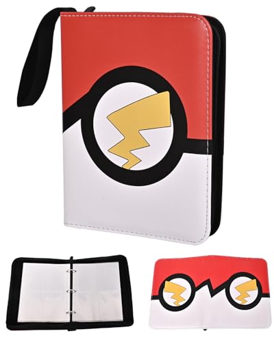 4 Pocket Trading Card Binder, Waterproof Cards Collection Binder with 50 Removable Sheets for 400 Cards Storage, Card Holder Book for TCG,MTG(Red)