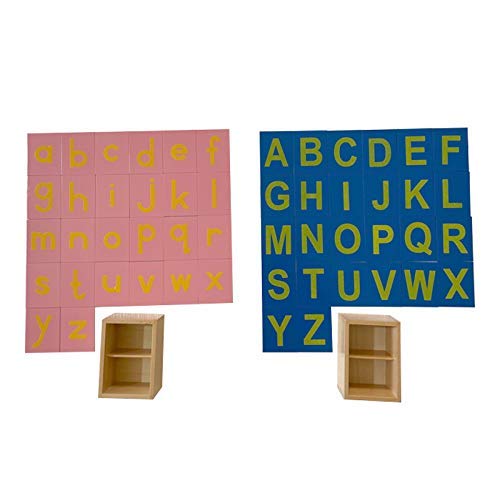 Adena Montessori Lower and Capital Case Sandpaper Letters,Early Child Development Learning Material,ABC Alphabet Preschool Toy Baby English Letters