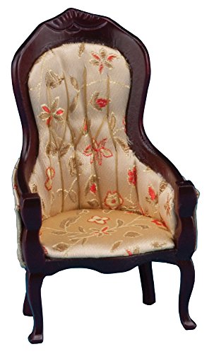 Classics Dollhouse Victorian Gent's Chair, Mahogany with Floral Fabric