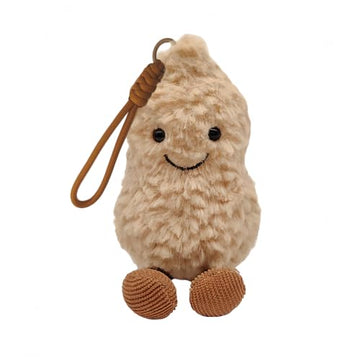 TONGMAN Plush Peanut Soft Toy 6 Inch, Beige Stuffed Animal Doll with Funny Feet, Cute Novelty Food Plushie for Kids, Birthday Gift for Boys Girls