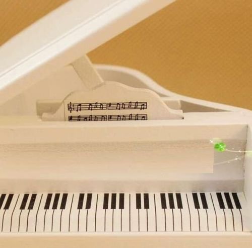 EatingBiting mini House Miniature Piano with Chair,1:12 Small House Miniature Furniture White Piano with Chair Miniature 1:12 Scale Fairy Home Scene