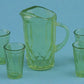 Dollhouse Miniature Chrysnbon Green Pitcher with 4 Tumblers Kit