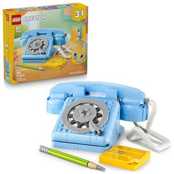 LEGO Creator 3 in 1 Retro Telephone Kids Toy - Home Decor for Bedroom or Kids Room - Building Toy and Learning Playset for Girls & Boys, Ages 8+