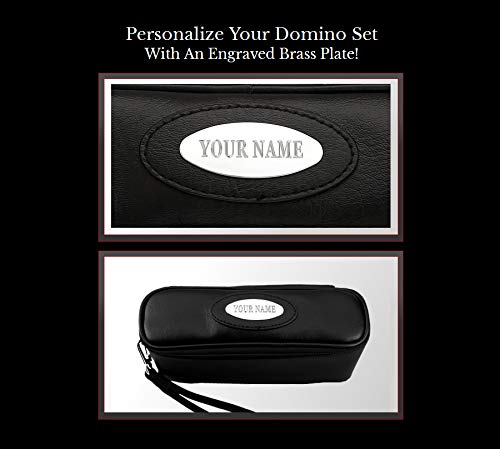 Alex Cramer The Perfect Traveler Classic Domino Set with Leather-Look Travel Case and a Deck of Miniature Playing Cards (Dominoes Set)