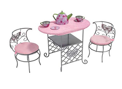Badger Basket Elegant Tea Time Metal Doll Table and Chair Set with Accessories for 18 to 20-Inch Dolls - Perfect for Playtime Tea Parties