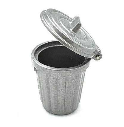 EatingBiting Adult Scene DIY 1:12 Dollhouse Miniature Furniture Home Garden Trash Can Garbage Bin Silver 30mm Width: 26mm Height: 35