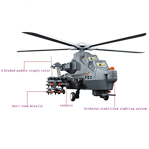 Attack Helicopter Air Force Building Block Set - 283-Pcs Helicopter Building Toys Set - Building Block Plane Toy for Kids Older Than 10 and Adults